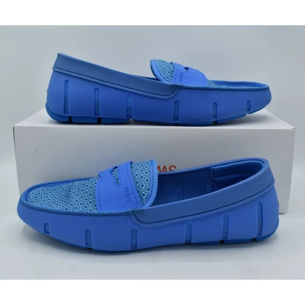 SWIMS Mens Size 12 Sail Blue Printed Penny‎ Loafers Slip On Shoes